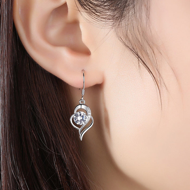 heart-shaped rhinestone love earrings