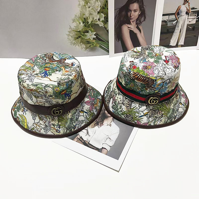 Jungle Print Metal Logo Bucket Hat