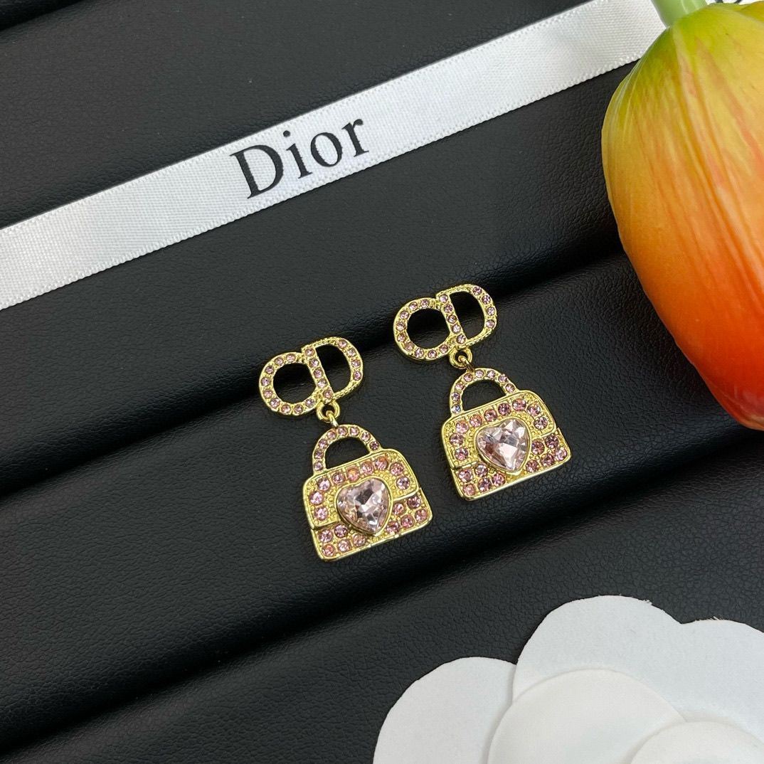 Fashionable Rhinestone Bag Pendant Earrings