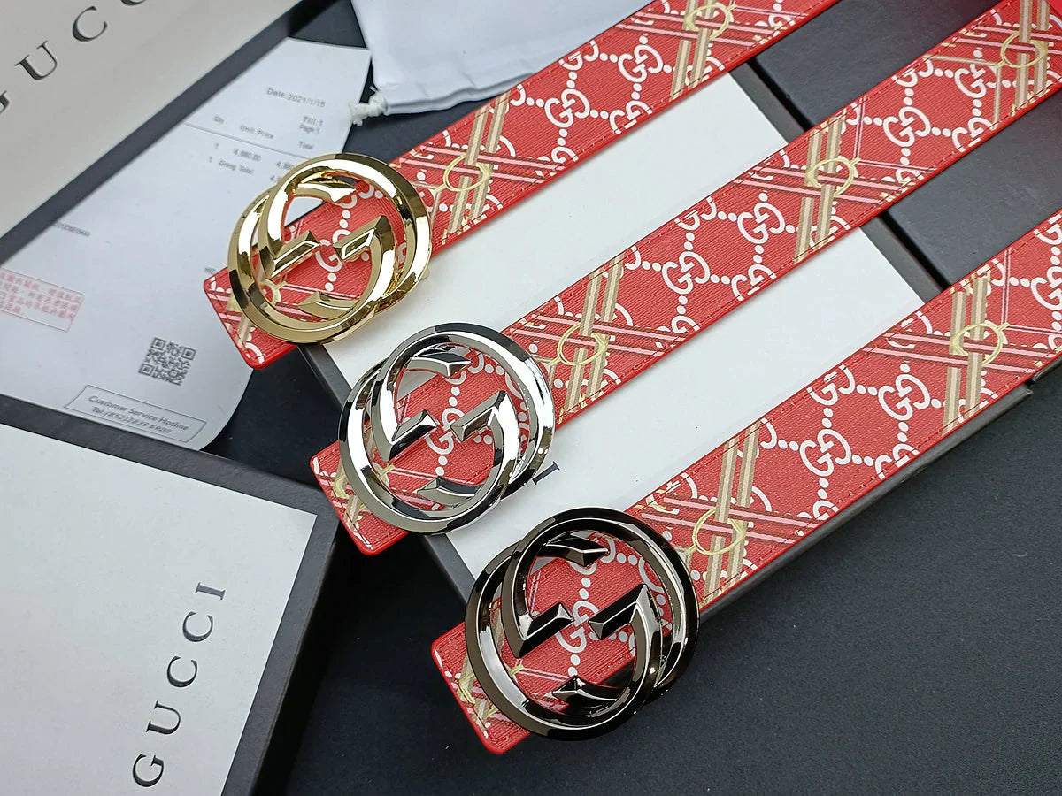 3 Colors luxury double G stripe calico belt Gender: general