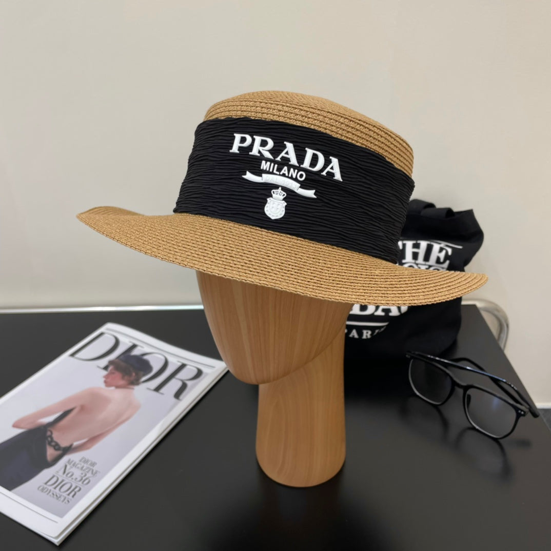 Flat Top Braided Straw Hat