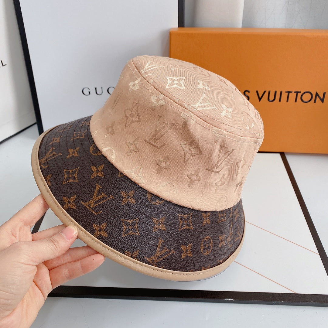 Leather Print Paneled Bucket Hat