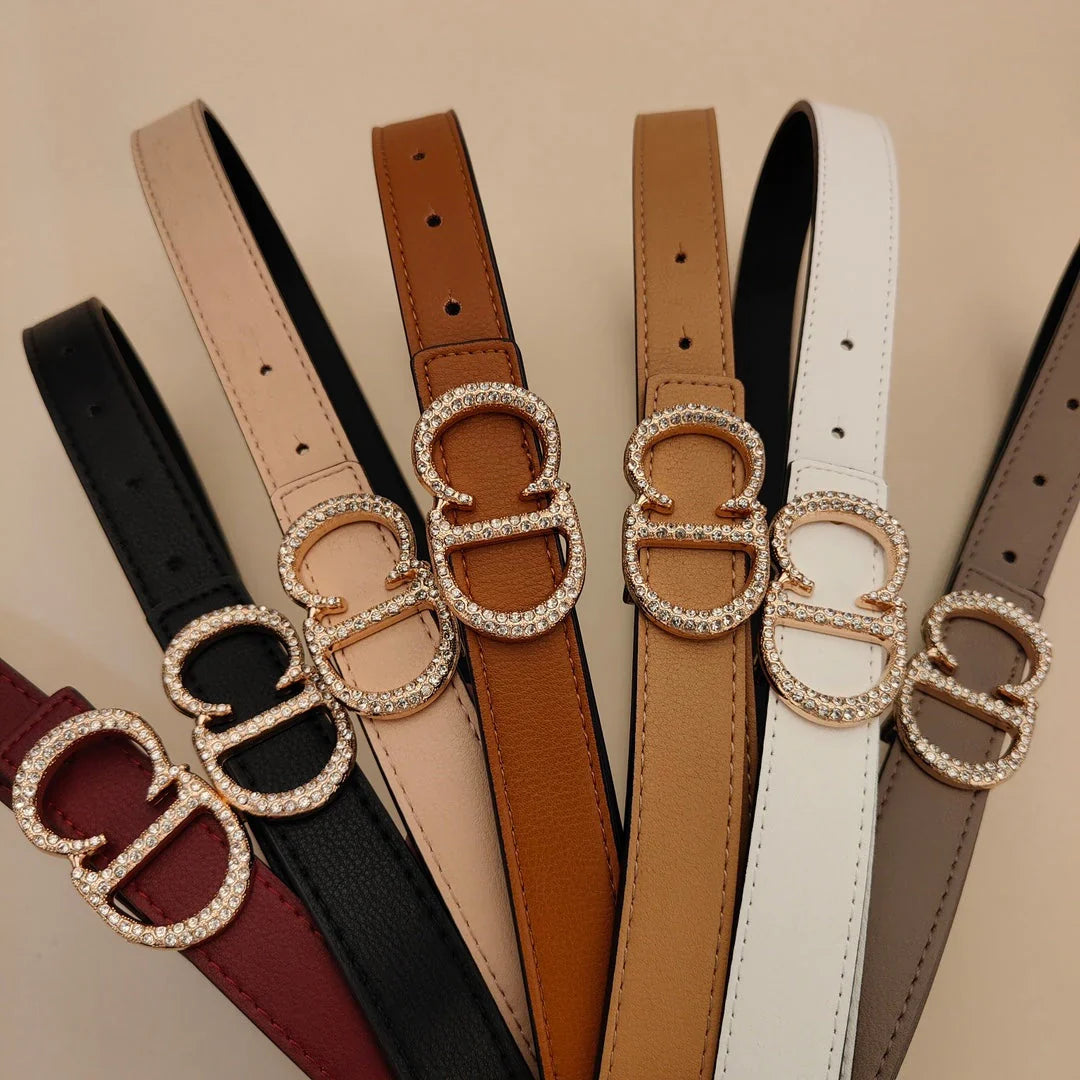 7 Colors Fashion Pearl Alphabet Ladies Leather Belt