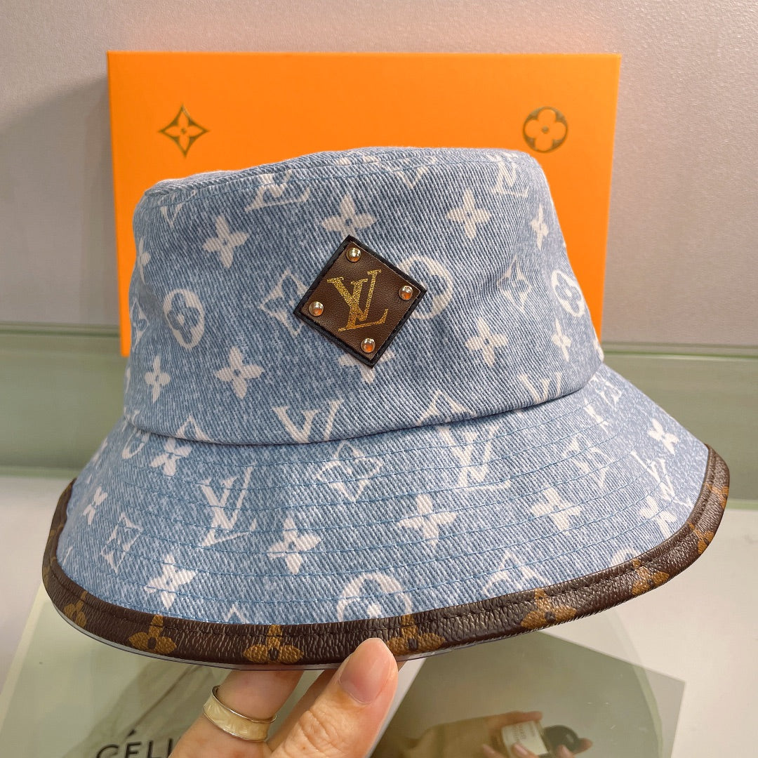 Classic Print Leather Brim Bucket Hat