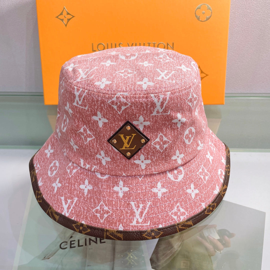 Classic Print Leather Brim Bucket Hat