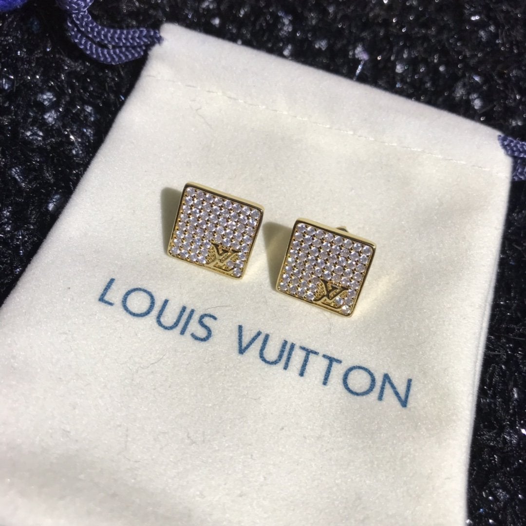 Fashion square rhinestone earrings