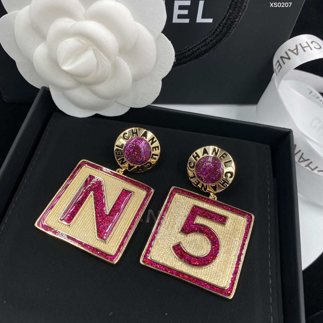 Fashion Square Alphabet Pendant Earrings