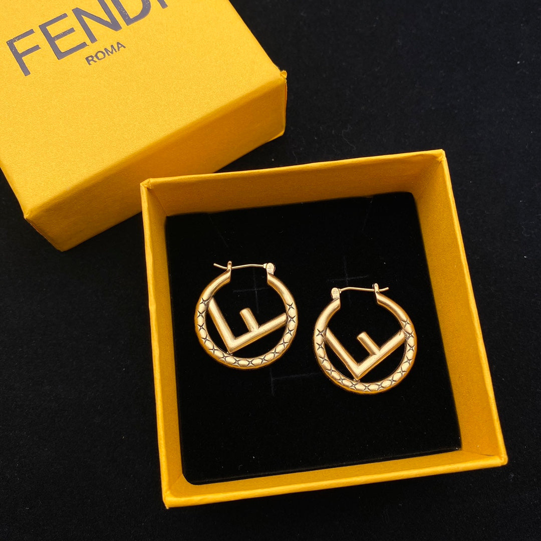 Fashion F letter pattern earrings