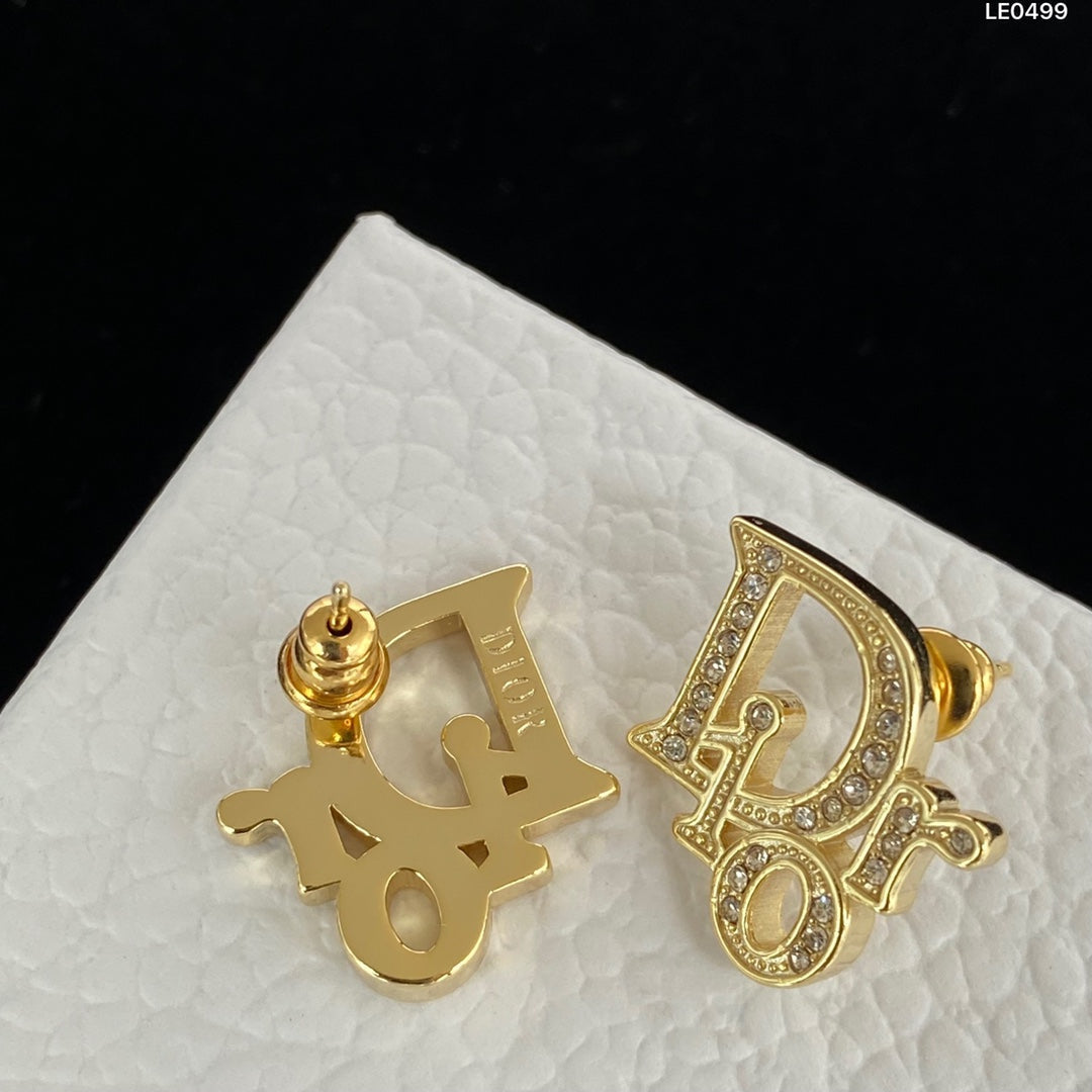 Luxury Letter Rhinestone Stud Earrings