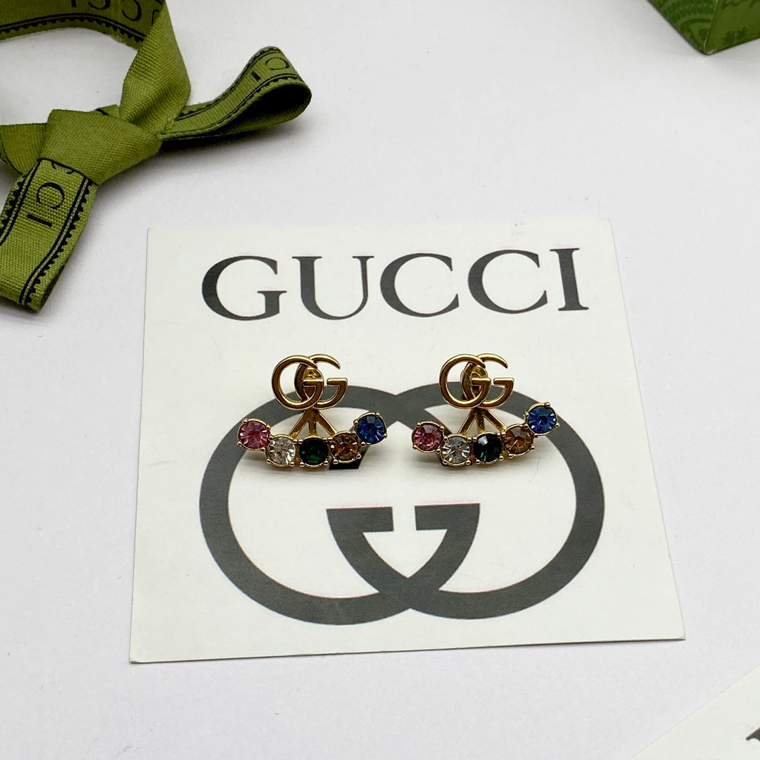 Stylish Double G Color rhinestone earrings