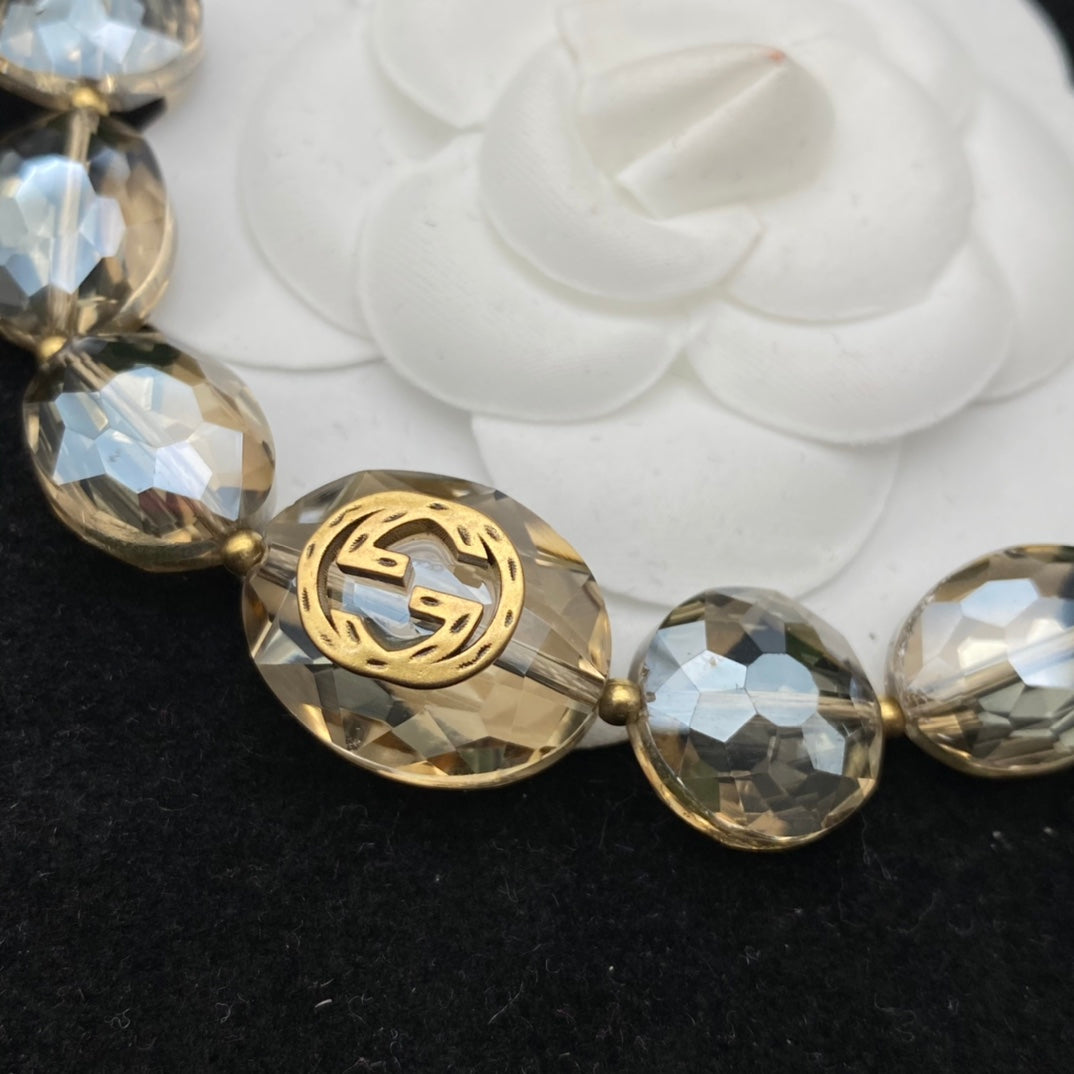 Vintage Double G Flower Rhinestone Bracelet