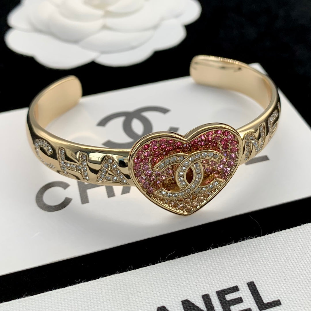 Classic Double C Heart Open Bracelet