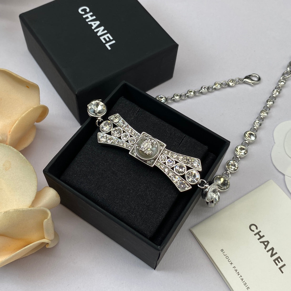 Fashion CC Bow Rhinestone Necklace