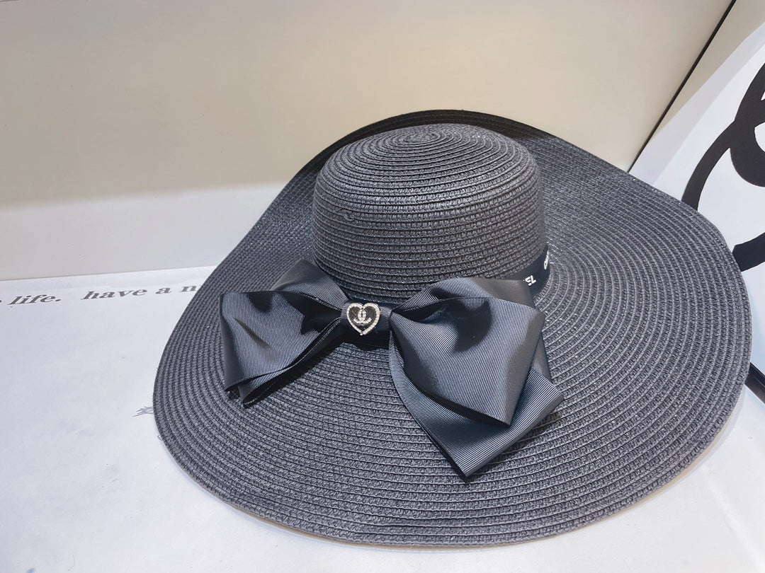 13 color bow knot big brim hat