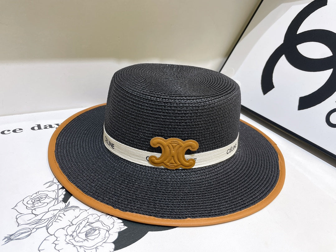 4-color Brown exclusive logo flat top hat