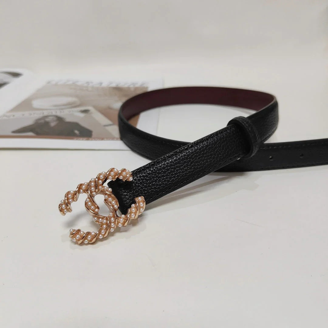 4 Colors fashion pearl leather belt