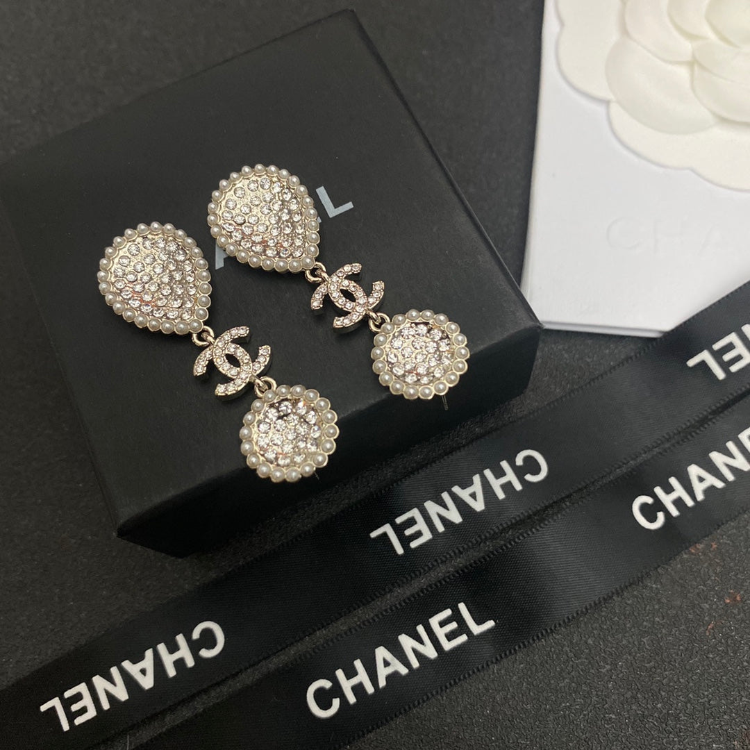 Full Diamond Stitching Pearl Earrings