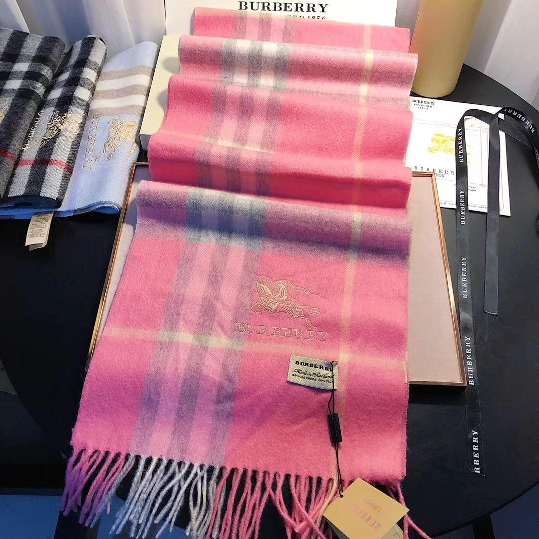 Classic Check Fringed Cashmere Scarf