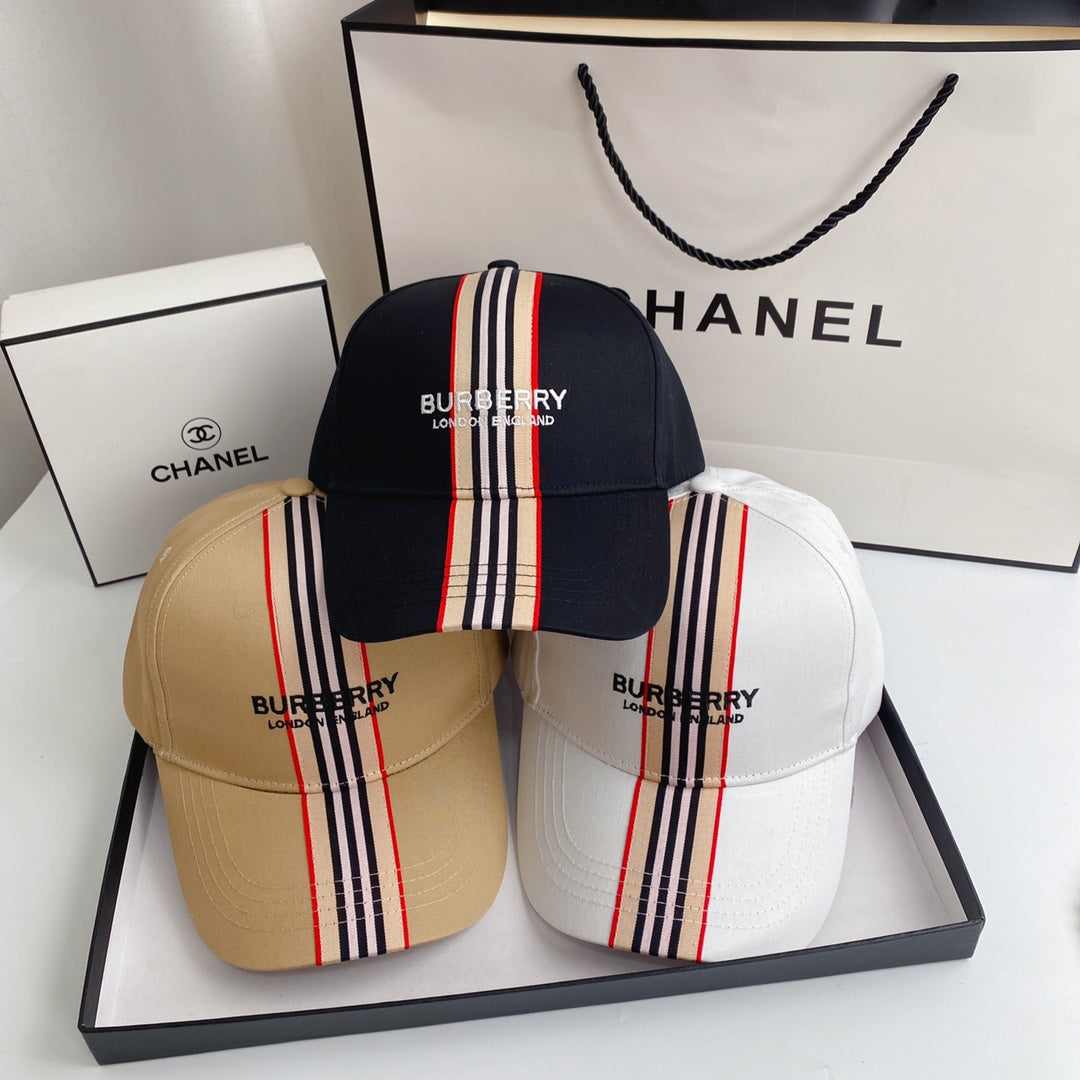 Striped Embroidered Letter Baseball Cap