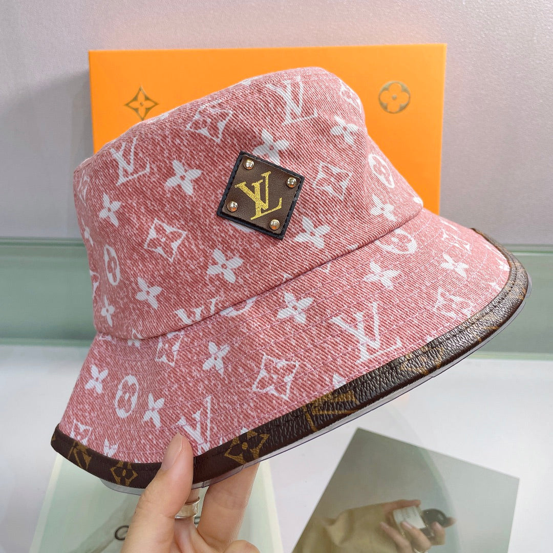 Classic Print Leather Brim Bucket Hat