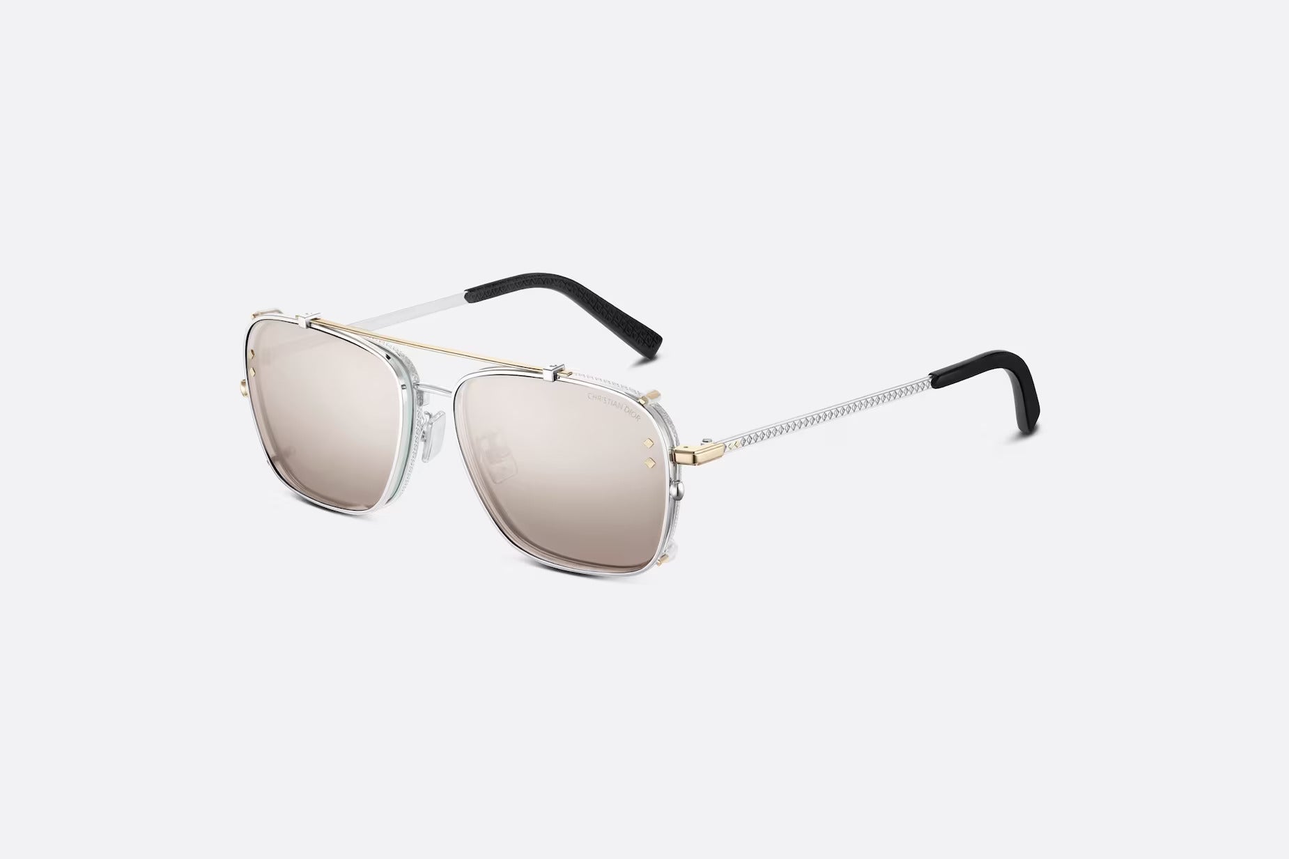 Beige and Silver Mirrored Square Sunglasses CDDMS4U