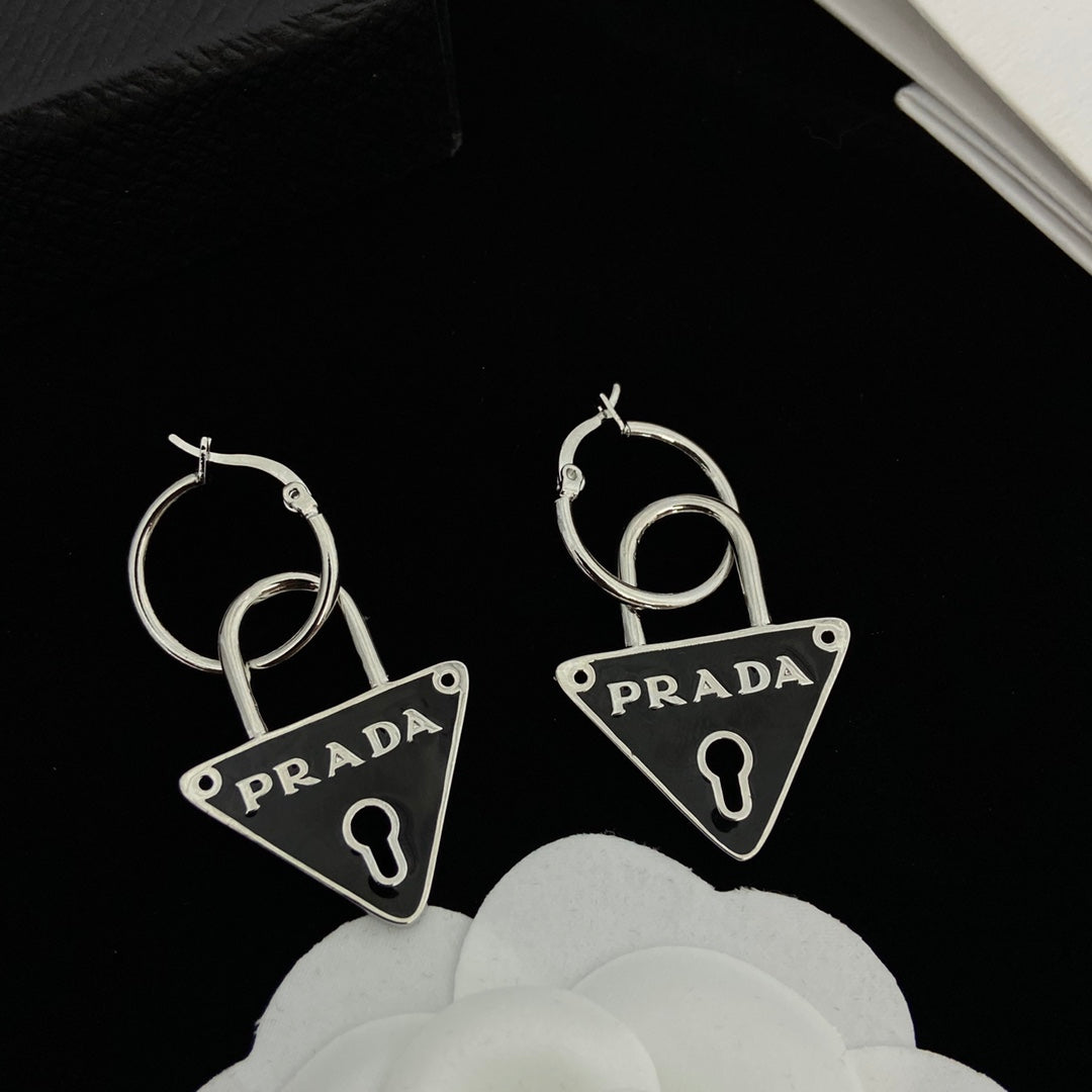 Classic Inverted Triangle Lock Earrings