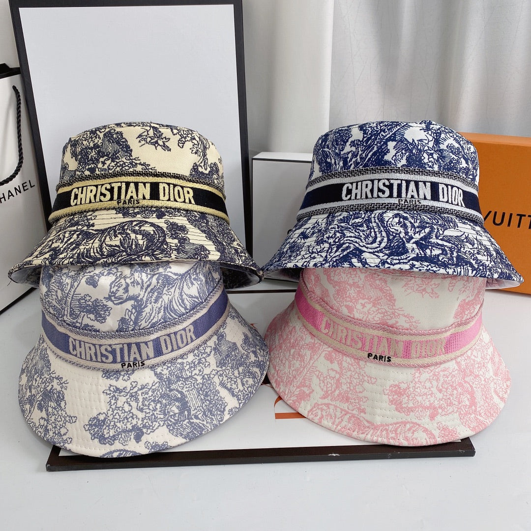 Embroidered Webbing Pattern Bucket Hat