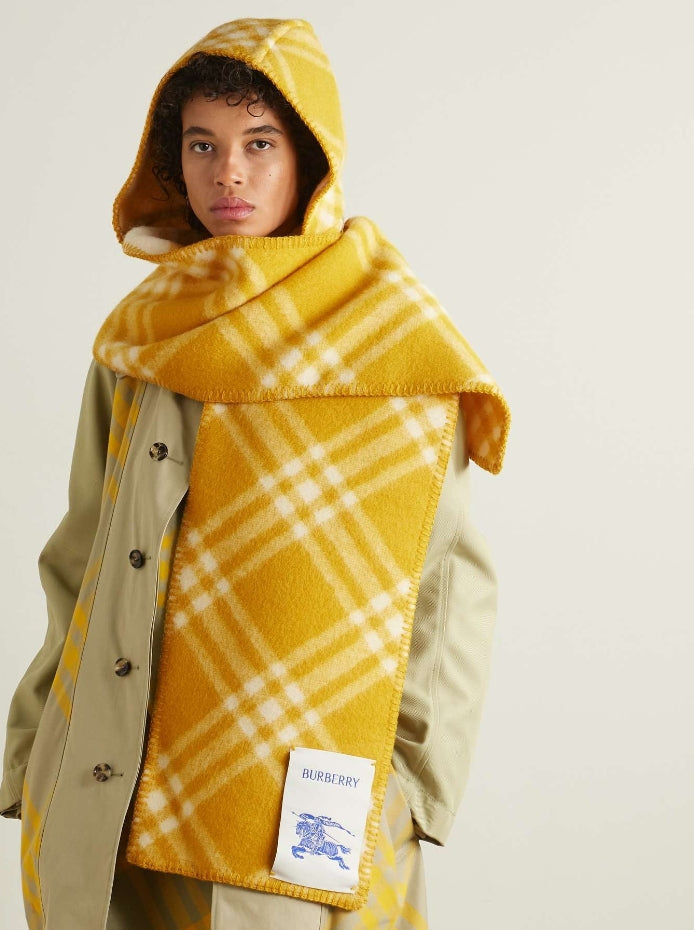 Hooded Checked Wool-Jacquard Scarf