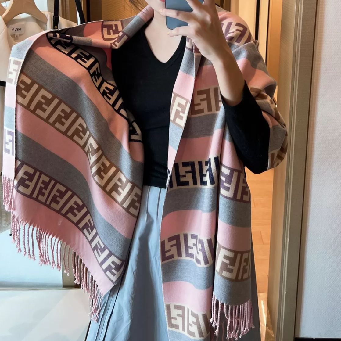 F-letter Cashmere Fringed Scarf Shawl