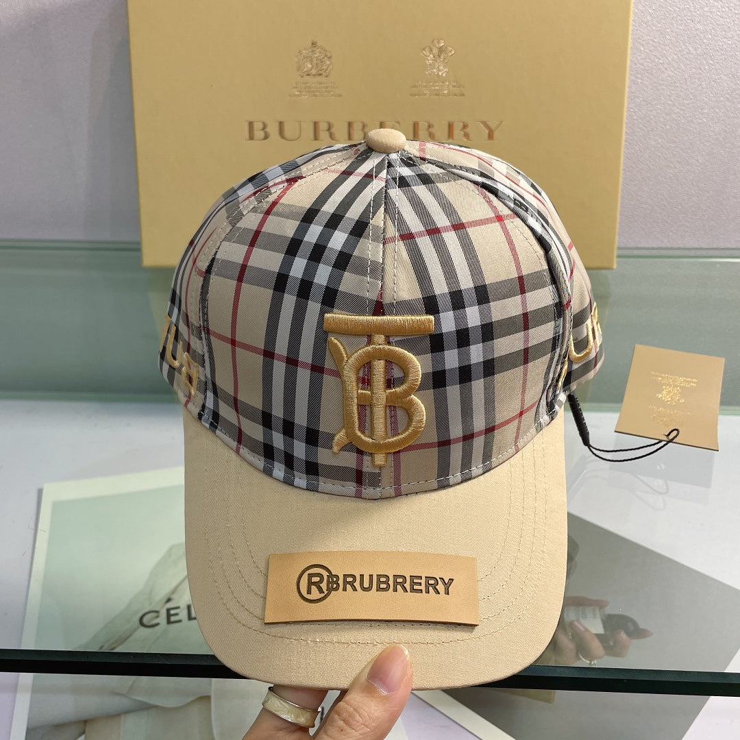 Classic Check Embroidered Letter Baseball Cap