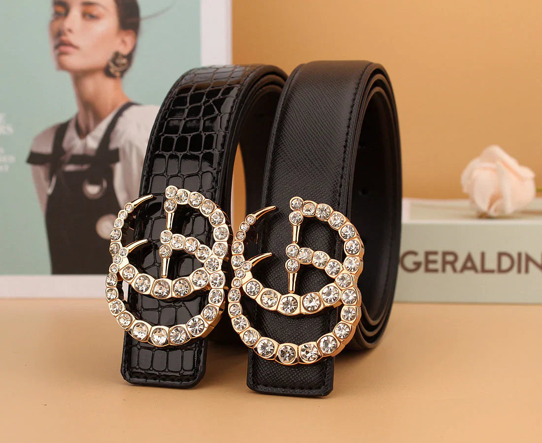 2 Styles Luxurious Double G Rhinestone Belt