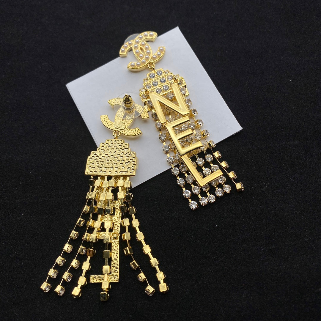 Sparkling Full Diamond Tassel Earrings