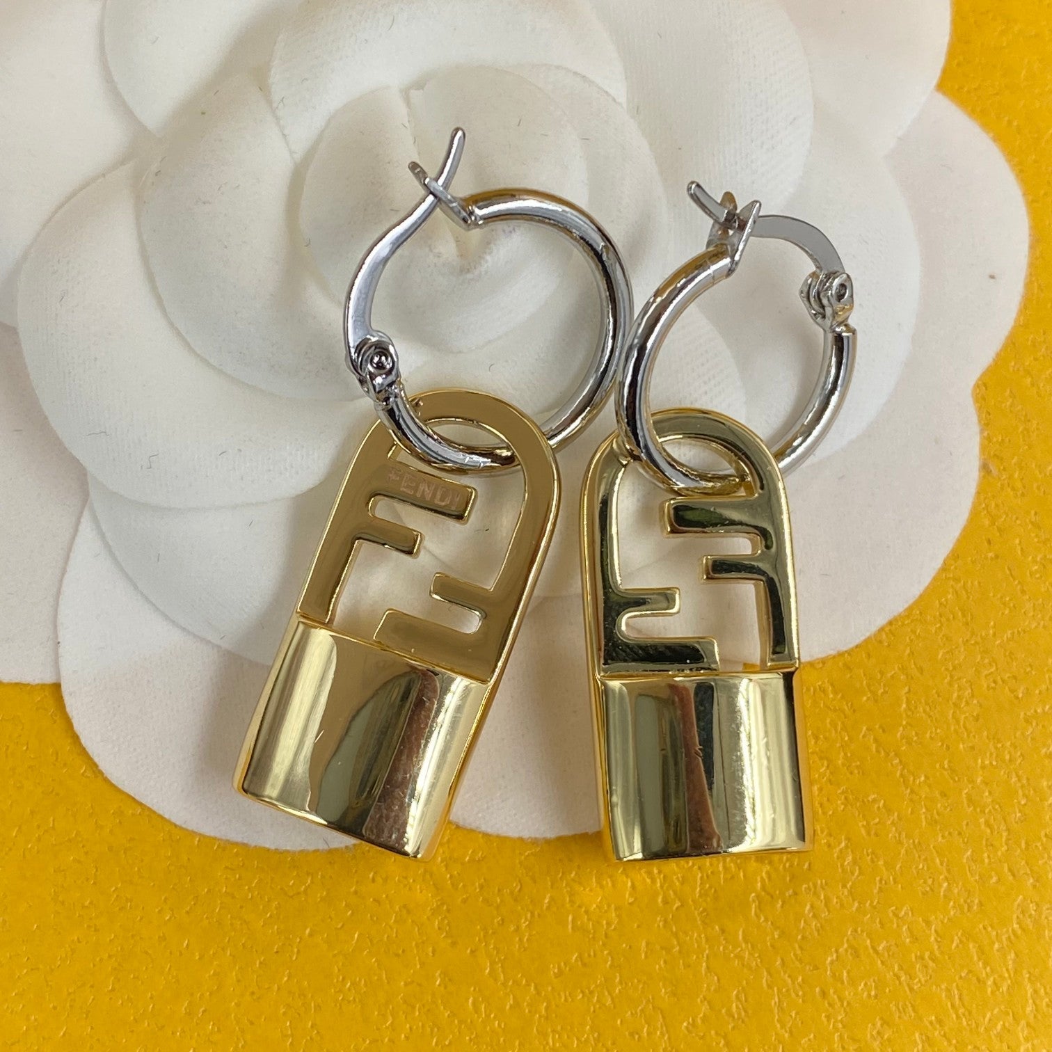 F Letter Lock Earrings