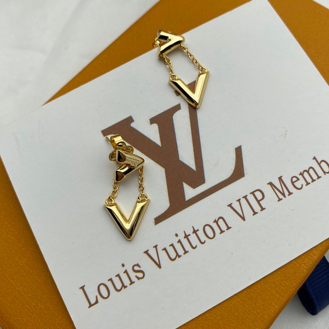 V Letter Chain Earrings