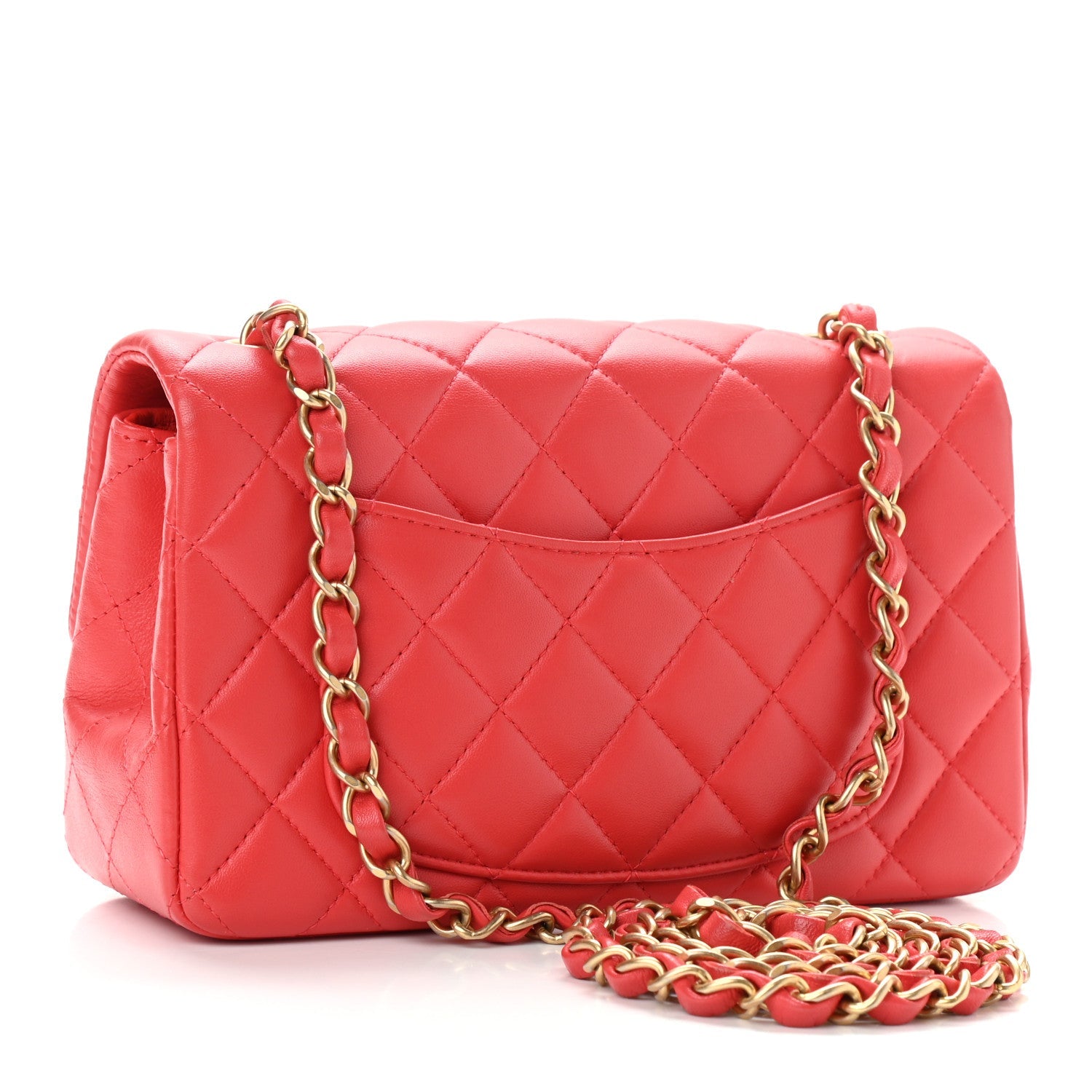 Lambskin Quilted Mini Rectangular Flap Red