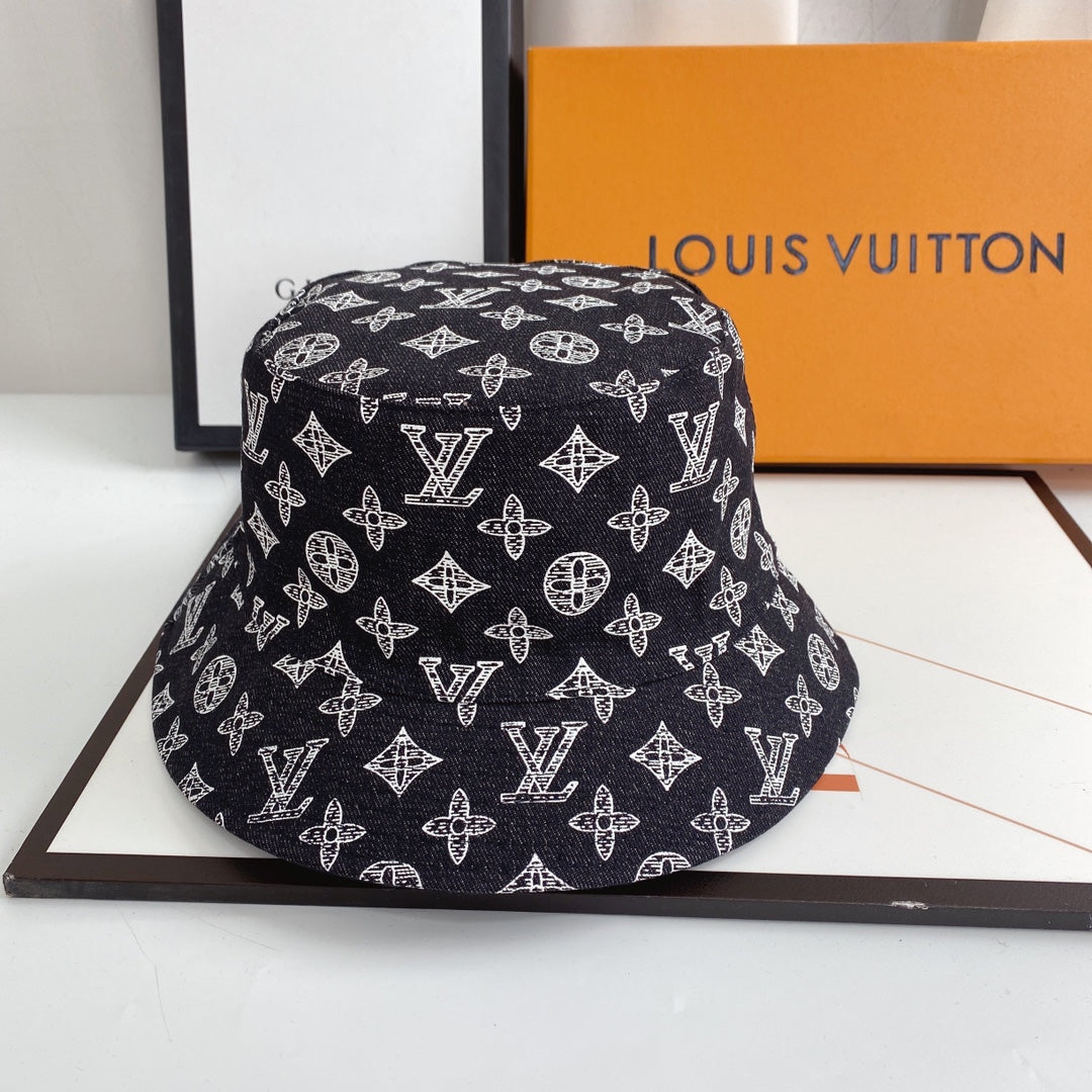 Monogram Print Denim Bucket Hat