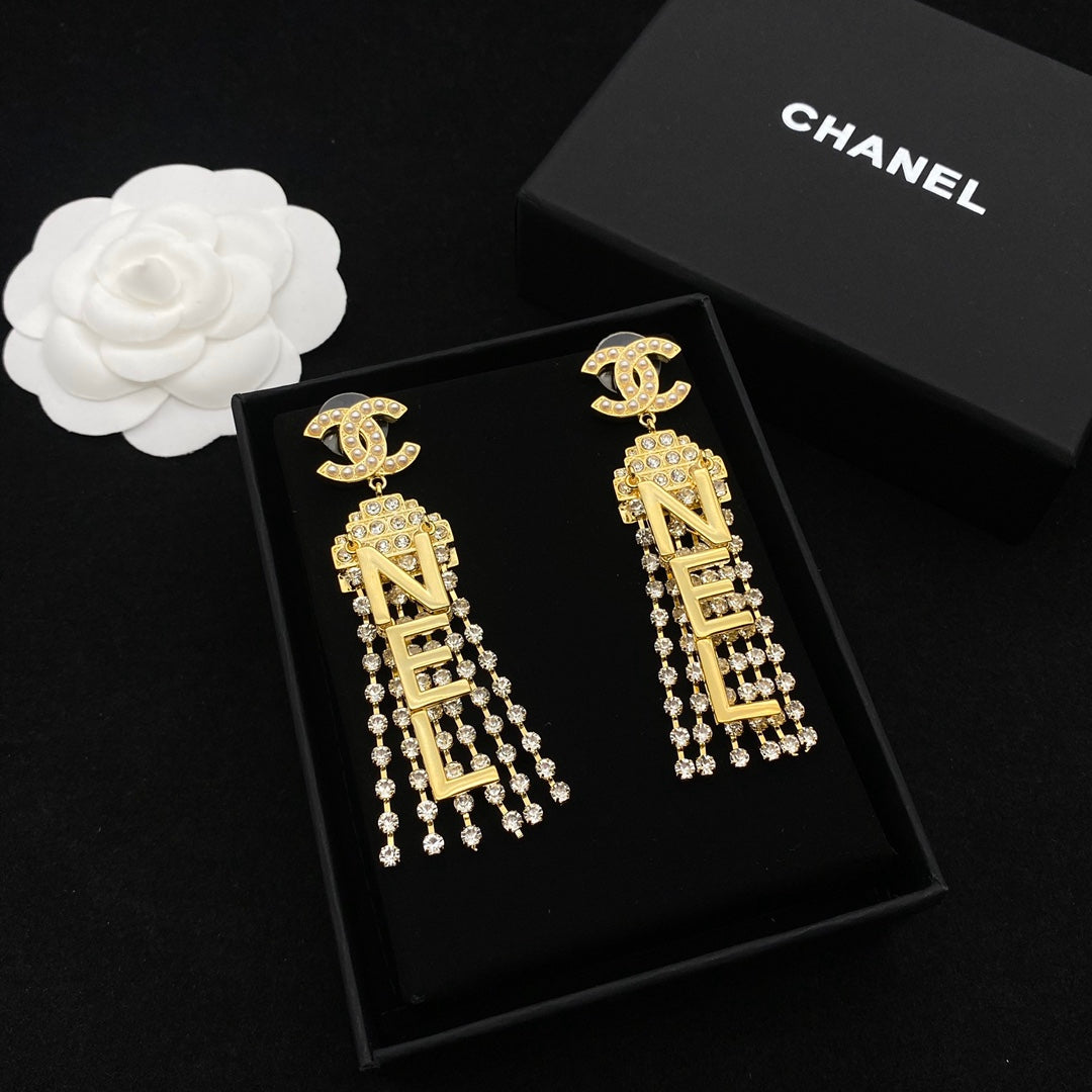 Sparkling Full Diamond Tassel Earrings