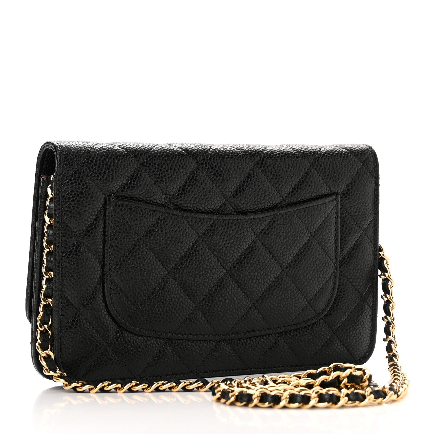 Caviar Quilted Wallet on Chain WOC Black