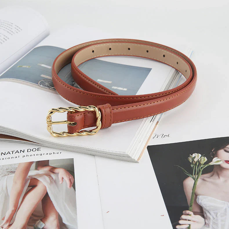 3 Colors retro twist square buckle belt belt