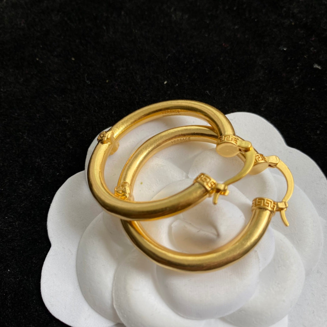 Vintage Large Hoop Gold Earrings