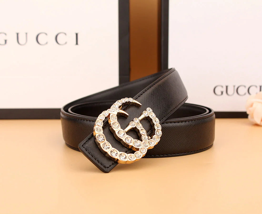 2 Styles Luxurious Double G Rhinestone Belt