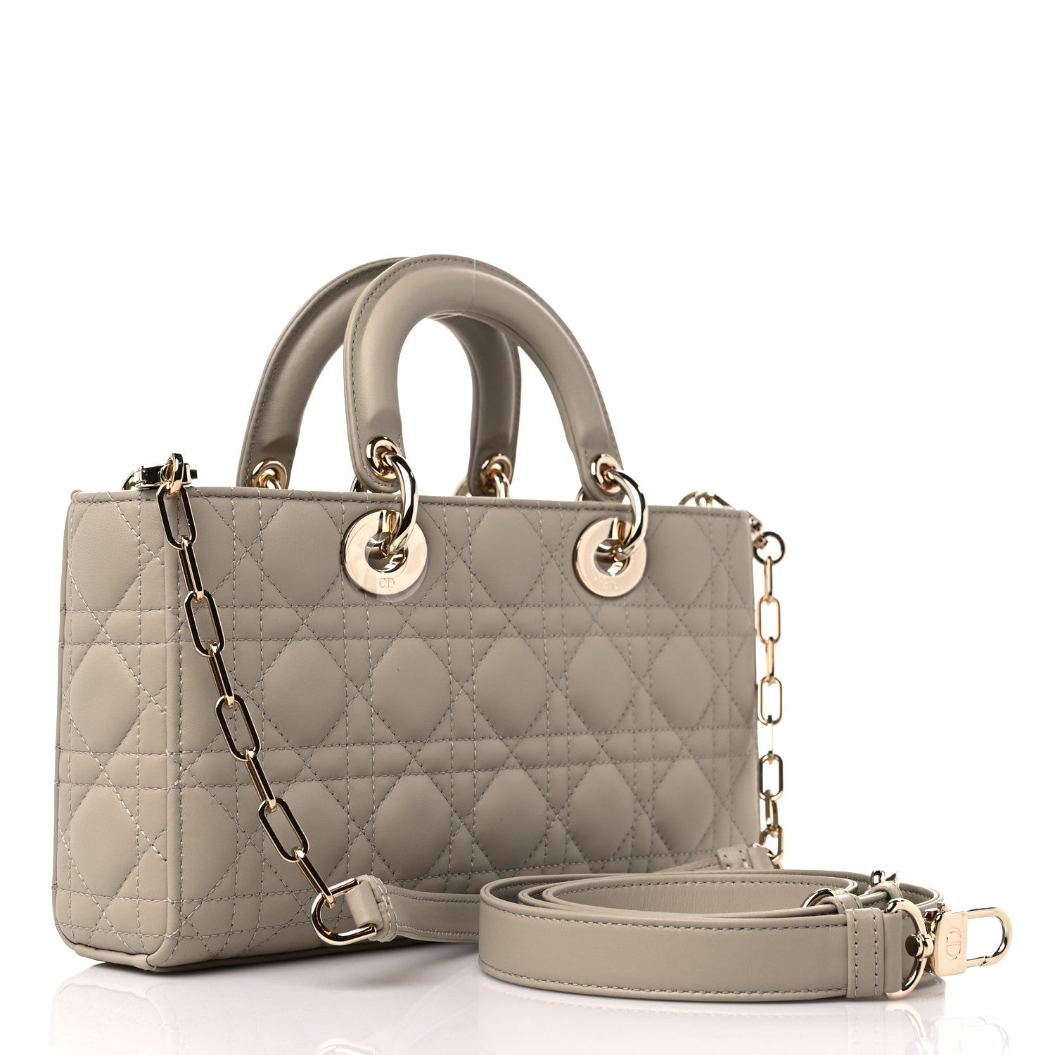 Lambskin Cannage Medium Lady D-Joy Sand