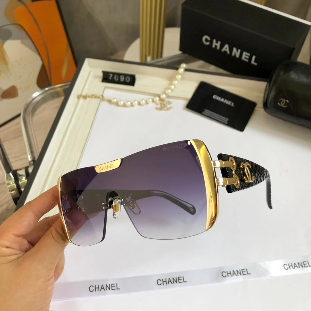 Frameless trimmed large frame sunglasses