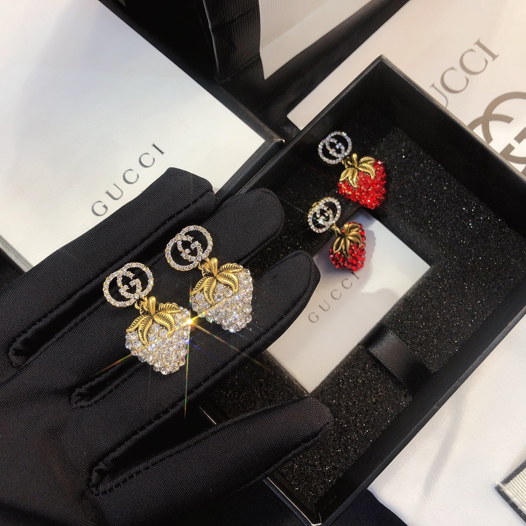 Statement Diamond Strawberry Earrings