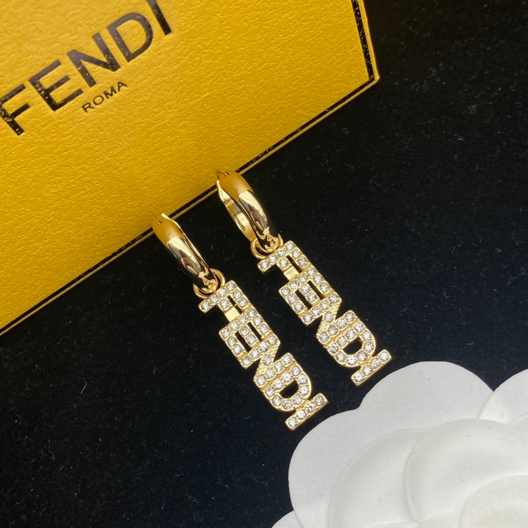 F Full Diamond Logo Earrings