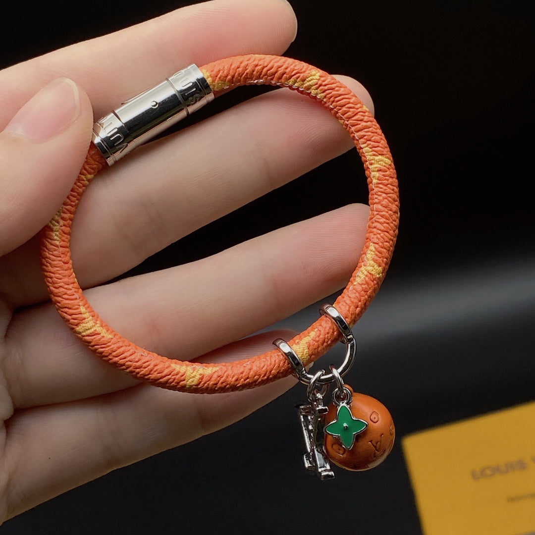 Lucky Orange Leather Bracelet