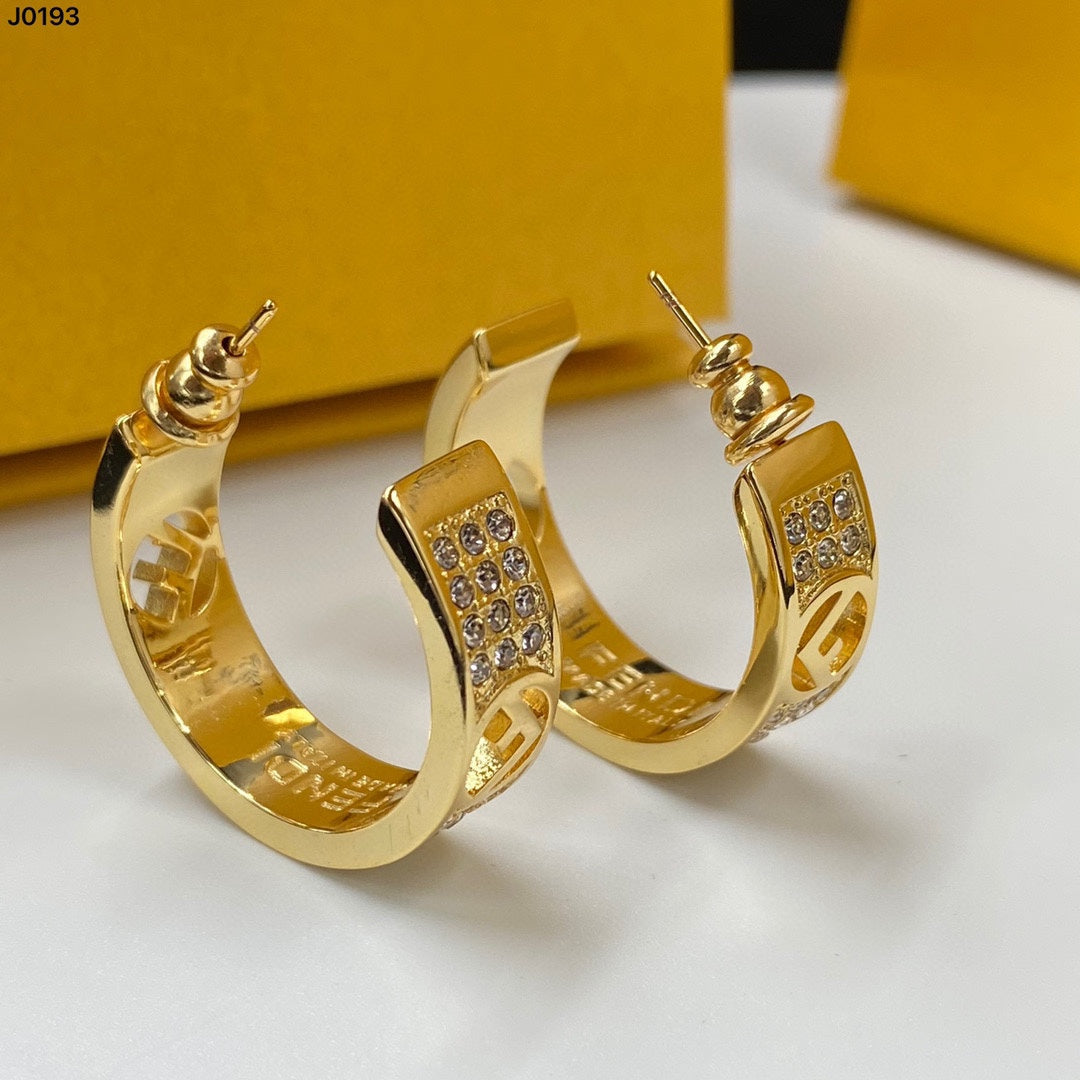 F Cutout Diamond Earrings