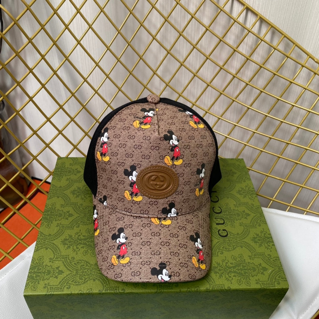 Cartoon Leather Patchwork Mesh Baseball Cap