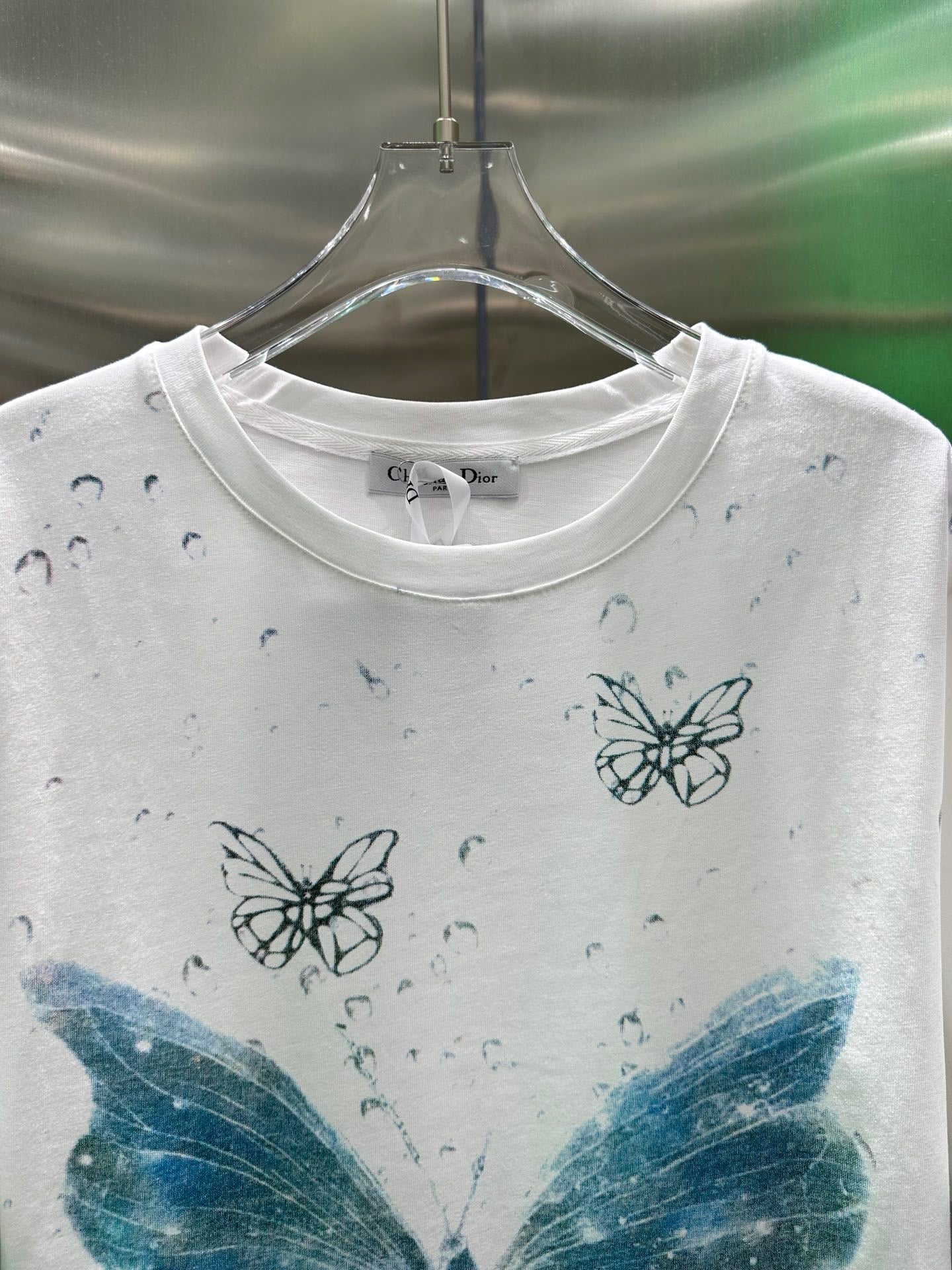 Blue Bead Butterfly Print T-shirt