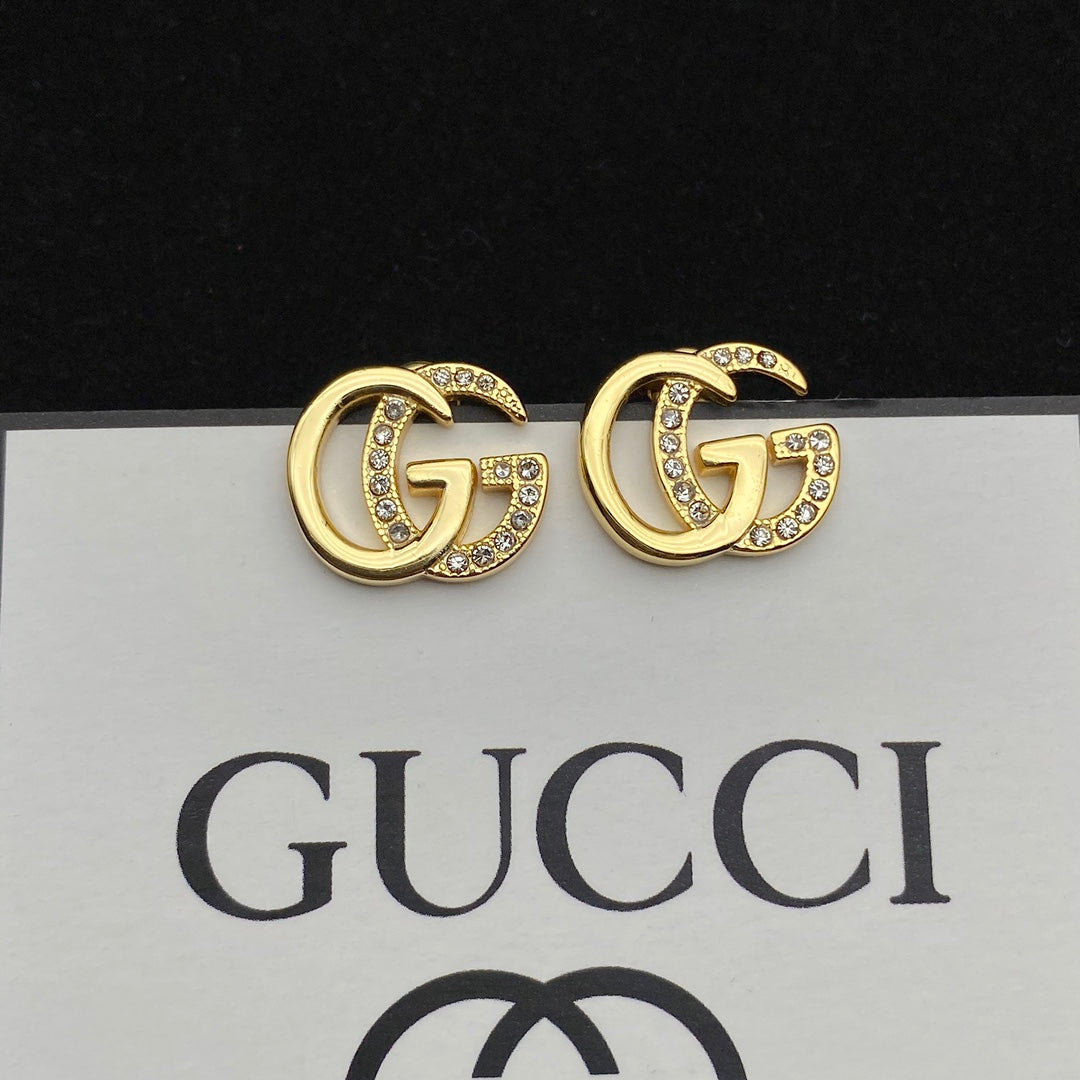 Vintage Double G Diamond Stud Earrings